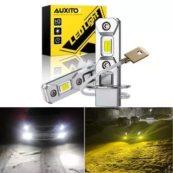 1 шт. AUXITO 2 шт. H3 светодиодные противотуманные фары Canbus 3000K желтые белые для автомобиля светодиодные передние противотуманные фары H3 авто DRL дневные ходовые огни 6500K 12V H3
