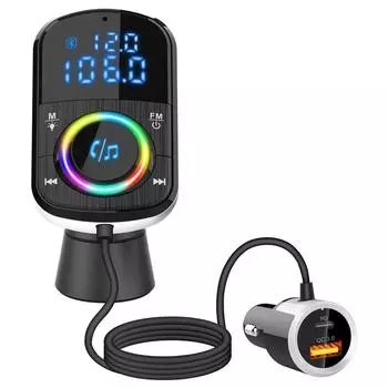1 шт. Автомобильный FM-передатчик, автомобильное зарядное устройство Bluetooth 5.0 QC 3.0, быстрая зарядка, автомобильное зарядное устройство PD, MP3-плеер, подсветка, TF-карта чёрный