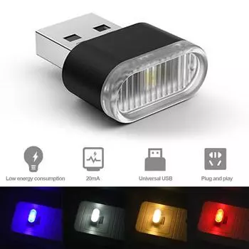 1 шт. автомобильный мини-USB светодиодный атмосферный светильник для салона автомобиля неоновая декоративная лампа аварийное освещение универсальный ПК портативный Plug and Play янтарь