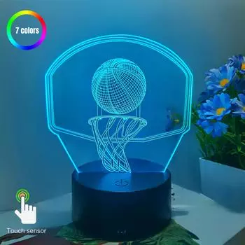 1 шт. баскетбольное кольцо 3D ночник, USB интерфейс, День отца, подарок на день рождения, настольный светильник, праздничная атмосфера декоративный свет