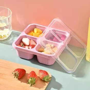 1 шт. Bento Boxes - многоразовый контейнер для закусок, 4 отделения, прозрачная крышка - для подростков, взрослых, рабочих - для путешествий, школы, организации кухни
