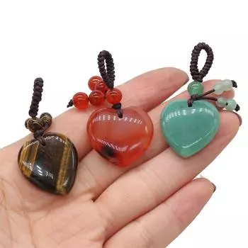 1 шт. брелок в форме сердца из натурального камня, брелок в стиле Ins Reiki Healing Crystal Agate Amethyst Jewel Stone для женщин, ювелирные изделия, подарок на День матери и День отца 1Pc-2525mm