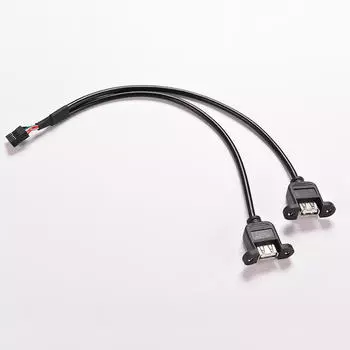 1 шт. черный 30 см/1 фут 2 порта USB A мама к внутреннему 9-контактному разъему кабеля-адаптера