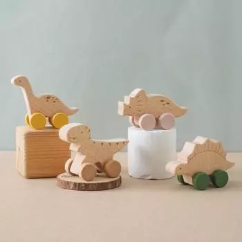1 шт. Детская игрушка из бука, деревянный блок, мультяшный динозавр, автомобиль, развивающая игрушка Монтессори, детский игровой тренажер для прорезывания зубов, подарок на день рождения, товары