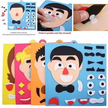 1 шт. Детский сад Дети DIY Игра-головоломка Игрушки Ученики Самодельные Выражения Лица Наклейки Дети Раннее Образование Boy