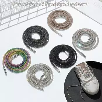 1 шт. DIY роскошные шнурки со стразами шнурки радужные шнурки для обуви кроссовки шнурки обувь круглые шнурки 100/120/140/160 см 100cm шампанского