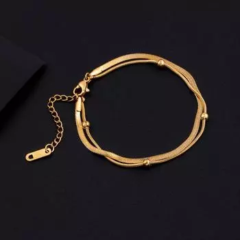 1 шт. Двойные слои 18K позолоченный браслет-цепочка на руку регулируемые украшения для рук для женщин золотой