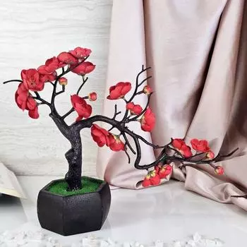 1 шт. Искусственное бонсай дерево цветущей вишни в деревянном горшке для домашнего декора, гостиной, центра стола, для помещения