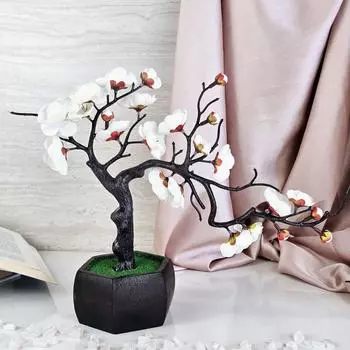 1 шт. Искусственное дерево бонсай с цветущей сакурой в деревянном горшке для домашнего декора, гостиной, центра стола, для помещений и улицы