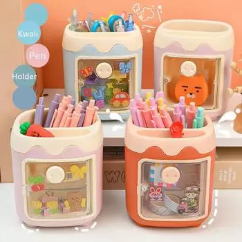1 шт. Kawaii Pig Pen Pen Pendant Pot Holder Brush Storage Box Organizer Multifunction Washi Tape Canvas Office Supplies
