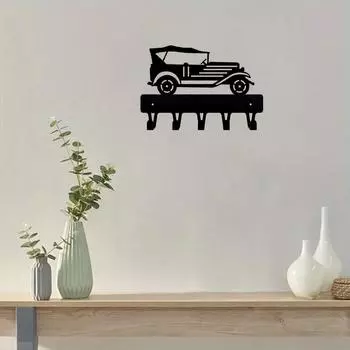 1 шт. Классический держатель для ключей от машины, крючок для украшения дома в гостиной, спальне - винтажный стиль, металлическое настенное искусство для вечной элегантности чёрный