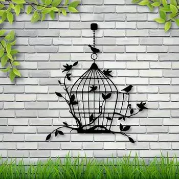 1 шт. Клетка для птиц, металлическая настенная живопись и декор, украшение для дома, уникальные подарки на новоселье, день рождения, свадьбу или домашний подарок для пары чёрный
