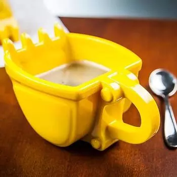 1 шт. креативная 3D модель ковша экскаватора, кружка для кофе с лопатой, ложкой, забавная пепельница для экскаватора, контейнер для торта, чашка для чая оранжевый