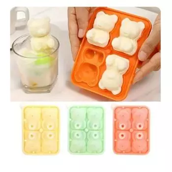 1 шт. креативная форма для льда в виде медведя из пищевого силикона, бытовая форма для льда, мультяшная форма для льда, простая операция по извлечению из формы, поставляется с зелёный