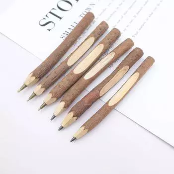 1 шт. креативная шариковая ручка Natural Log Color Branch Shell, оригинальный экологический стиль, сосновый карандаш, 1,0 мм, ручка, подарок учителю и ученику 13CM ballpoint pen чёрный