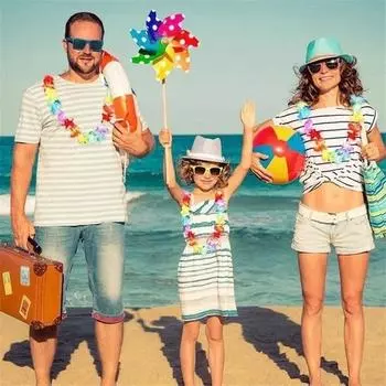1 шт./лот, искусственные гавайские леи, товары для вечеринок, гирлянда, ожерелье, красочное нарядное платье, Гавайский пляж