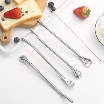1 шт. ложка-соломинка с длинной ручкой для смешивания мате из нержавеющей стали, фильтр-бомбилья, чайная ложка для размешивания кофе, барные аксессуары