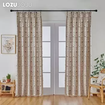 1 шт. LOZUJOJU художественный узор китайской каллиграфии с кисточками, украшение, полузатемняющая штора для небольших окон, балкона, спальни и гостиной, домашний декор W150cm x L60cm бежевый