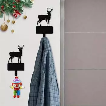 1 шт. Металлический держатель для ключей в виде рождественского оленя - настенный для рождественского декора, полотенец для ванной и улучшения обстановки светло-серый