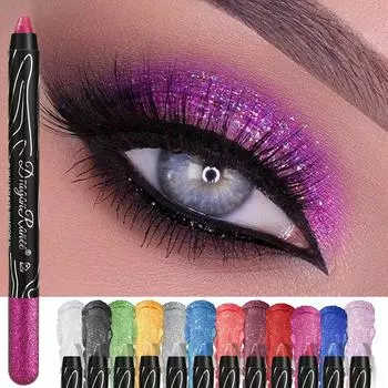 1 шт. металлический фиолетовый карандаш для век с блестками Silkworm Liner Pen Highlighter Long Lasting Eye Shadow Stick Makeup
