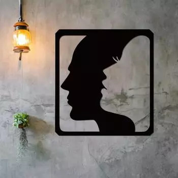 1 шт. Металлическое настенное искусство в форме лица мужчины и женщины, стильный домашний декор для гостиной и спальни, элегантная идея для подарка светло-серый