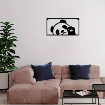 1 шт. Металлическое настенное украшение Hello Panda, металлическое искусство, декор сцены, украшение комнаты, подходит для украшения стены кухни дома чёрный