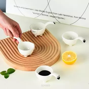 1 шт. Мини-миска для соуса в форме кошки, керамическая тарелка для макания, 20 мл/0,7 унции, симпатичная тарелка для соуса