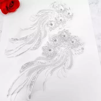 1 шт., модная вышивка, аппликация, 3D цветок, платье, аппликация, декор, бисер, блестки, кружевная нашивка