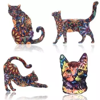 1 шт. Мяу-кошка Харадзюку, милая мультяшная кошка, акриловая брошь, значок на одежду, детский рюкзак, броши, булавки, женские ювелирные изделия, аксессуары