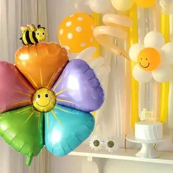 1 шт. Мультяшные воздушные шары с животными, большие красочные цветы, пчелы, муравьи, богомолы, насекомые, гелиевые шары, украшения для детского душа на день рождения 1pcs