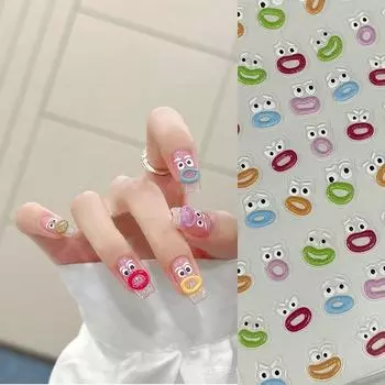 1 шт., наклейки для ногтей с большим ртом Monster Jelly, высококачественный дизайн, клейкая наклейка, художественное украшение TA251