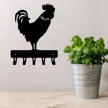 1 шт., настенная вешалка для ключей Rooster Farm, вешалка для полотенец в форме художественного произведения, крючки для дверей белый