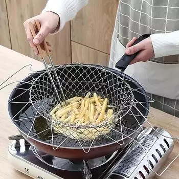 1 шт. Нержавеющая сталь корзина для сушки картофеля фри складная корзина для сушки гибкий кухонный инструмент для мытья жареных фруктов