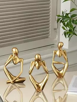 1 шт. Nordic Light Luxury Style Abstract Figure Home Decoration Decorations Mini Shaped Crafts Decoration Artworks Fairy Garden L золотой