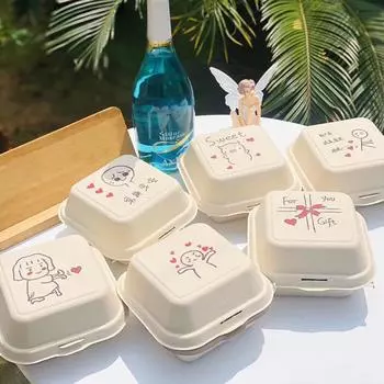1 шт. одноразовый ланч-бокс Bento, контейнеры для выпечки, десертов, микроволновых печей, ланч-боксов, экологически безопасных коробок для закусок 1pc