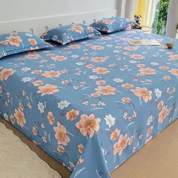 1 шт., плоская простыня большого размера 350*230 см, мягкая простыня с цветочным принтом, толстая простыня, наволочка не входит в комплект 2 pcs pillowcase 48*74cm