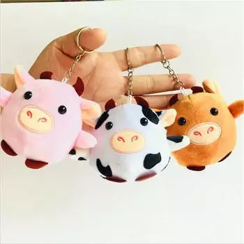 1 шт. плюшевые игрушки в виде быка, милая кукла-теленок, маленькая коровья тряпка, мягкие игрушки, кукла-подвеска, брелок для детей, для девочек, подарки, размер 8 см 0-10cm