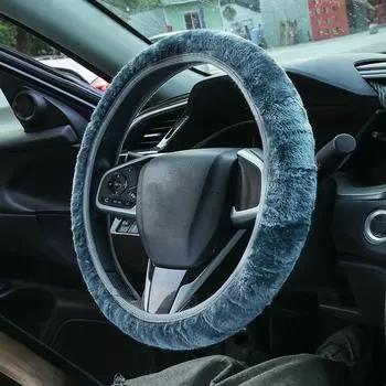 1 шт., плюшевый теплый чехол на руль автомобиля, чехол на рычаг переключения передач, ручного тормоза, защитный чехол, украшение, теплый, супер толстый, мягкий плюшевый воротник чёрный