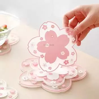 1 шт. Подставки Kawaii в японском стиле, подставка под кофейную чашку в виде сакуры, подставка под стаканчик сакуры, изолированный коврик для стола, чашка для чая и молока, украшение для дома, посуда для напитков
