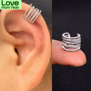 1 шт. полые геометрические серьги-клипсы Rainbow Cz Cuff Wrap для женщин и девочек, хрящевые серьги-клипсы для ушей, поддельные серьги, не для пирсинга
