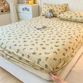 1 шт. простыня с пасторальным цветочным узором простыня на резинке нескользящее покрывало моющийся хлопок с резинкой чехол для матраса (нет наволочки) Sheet 120x200cm 1pcs