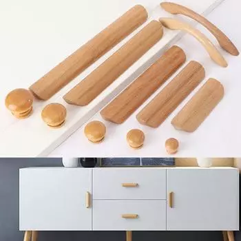 1 шт., ящик для кухонного шкафа, буковые ручки для шкафа, ручки из массива дерева, скандинавские Single hole 24mm