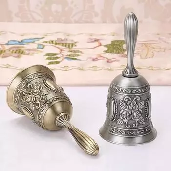 1 шт., ретро металлический тон, европейский стиль, ручной колокольчик, ремесло, украшение, будильник, ремесленный Рождественский колокольчик, ветровой колокольчик, Рождественское ремесло золотой