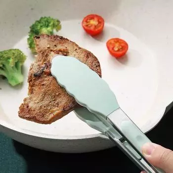 1 шт. силиконовые щипцы для еды из нержавеющей стали кухонные щипцы силиконовые нескользящие зажимы для приготовления пищи барбекю салат инструменты для гриля кухонные принадлежности чёрный