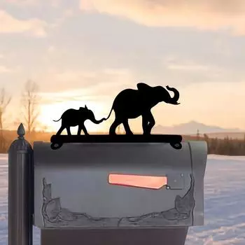 1 шт. Слон с маленьким слоном, железный силуэт, украшение почтового ящика, декоративная вывеска для почтового ящика. Очаровательное украшение почтового ящика бежевый