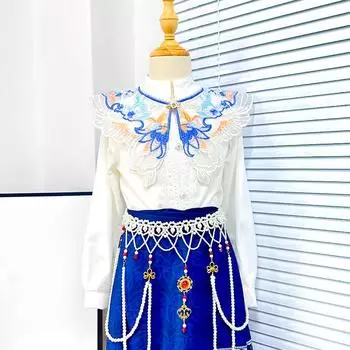 1 шт. Стильный съемный воротник рубашки Hanfu аксессуары Цветочная вышивка Поддельный воротник Жемчужное кружево