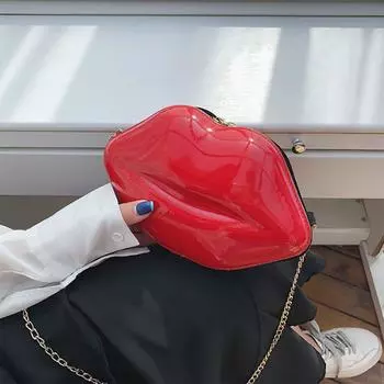 1 шт. Сумка-цепочка Niche Red Lip Shaped, новинка, мини-сумка через плечо, женская стильная сумка на молнии