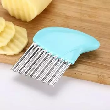 1 шт. Творческий волновой нож для нарезки картофеля, резака для картофеля фри, салата, гофрированного ножа для нарезания ломтиков картофеля, кухонный гаджет зелёный