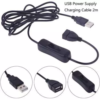 1 шт. USB-кабель «папа-мама» кабель включения-выключения тумблер светодиодная лампа линия электропередачи 2 м
