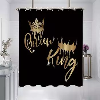 1 шт. занавеска для душа King and Queen размером 180x180 см с цифровой печатью, водонепроницаемая и устойчивая к плесени 180x180cm